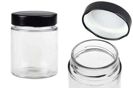 Cilindrična staklena tegla 180mL sa T.O 63 Deep crnim zatvaračem - 120 kom-1