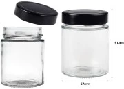 Cilindrična staklena tegla 180mL sa T.O 63 Deep crnim zatvaračem - 120 kom Cilindrična staklena tegla 180mL sa T.O 63 Deep crnim zatvaračem - 120 kom