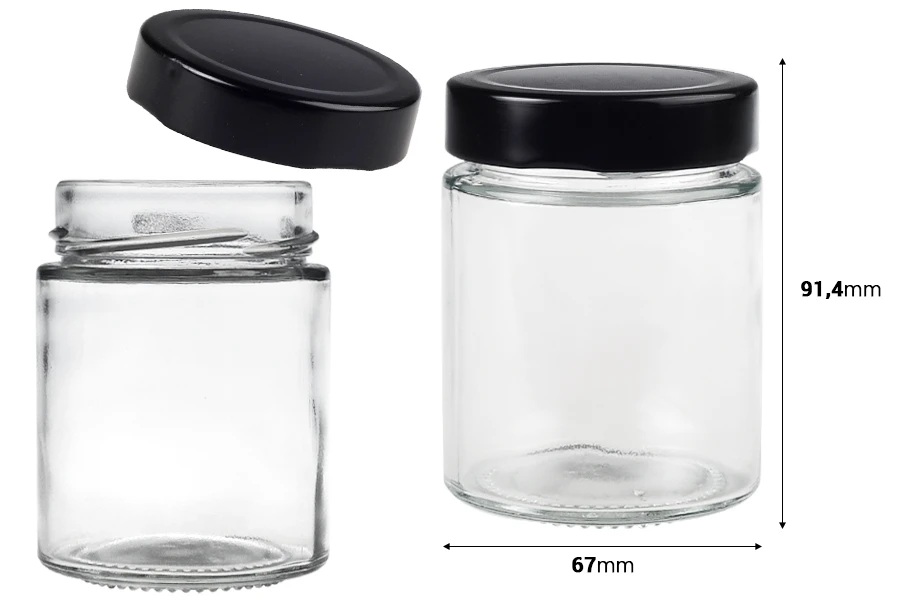 Cilindrična staklena tegla 180mL sa T.O 63 Deep crnim zatvaračem - 120 kom Cilindrična staklena tegla 180mL sa T.O 63 Deep crnim zatvaračem - 120 kom