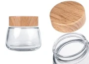 Staklena tegla 150mL sa plastičnim zatvaračem sa dezenom drveta - 6 kom-slika_proizvoda