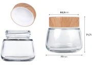 Staklena tegla 150mL sa plastičnim zatvaračem sa dezenom drveta - 6 kom-dimenzije_slike