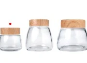 Staklena tegla 150mL sa plastičnim zatvaračem sa dezenom drveta - 6 kom-grupa_slika