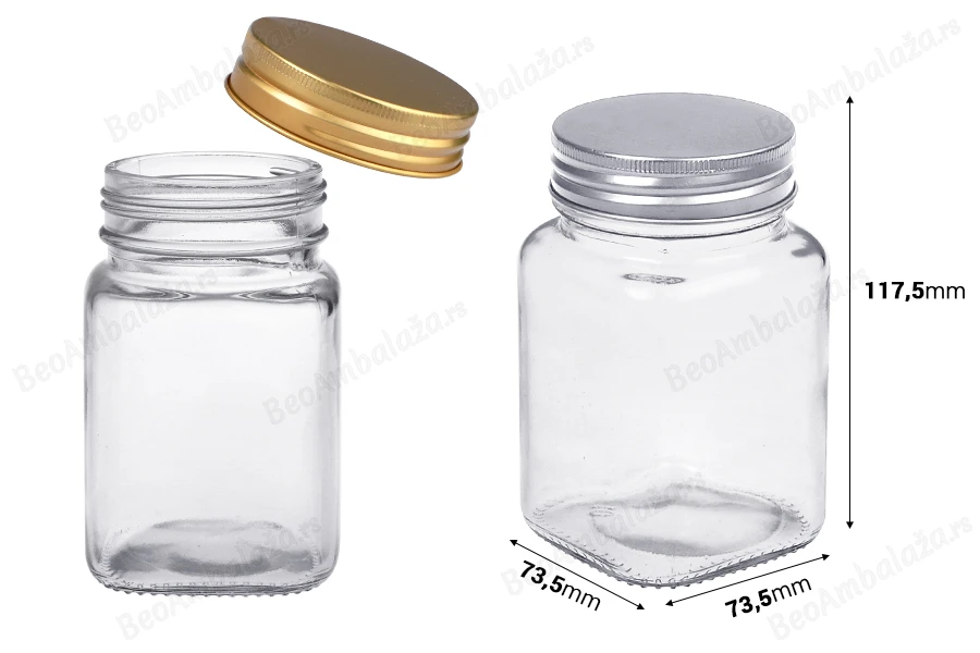 Staklena tegla 380mL sa aluminijumskim zatvaračem - 12 kom-dimenzije_slike