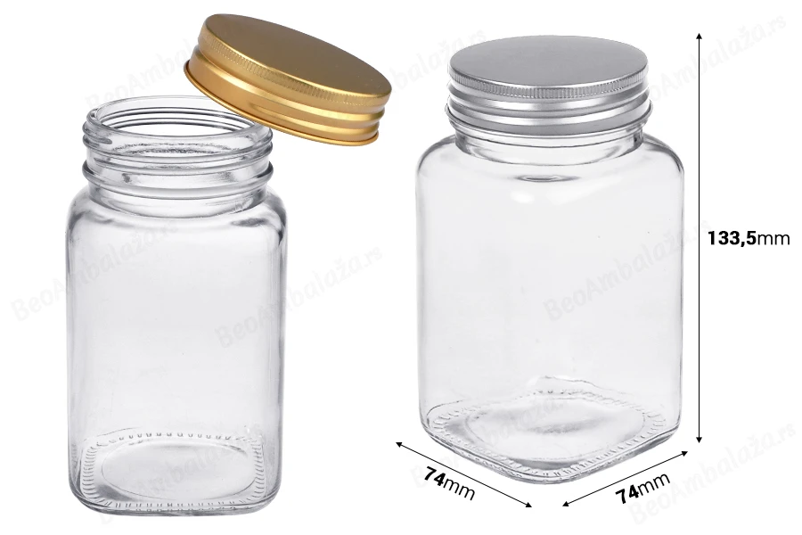 Staklena tegla 500mL sa aluminijumskim zatvaračem - 12 kom-dimenzije_slike