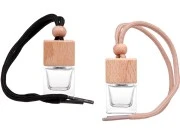 Bočica za osveživač automobila 7mL, kockasta sa drvenim zatvaračem i plastičnim čepom - 25 kom-slika_proizvoda