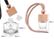 Bočica za osveživač automobila 7mL, kockasta sa drvenim zatvaračem i plastičnim čepom - 25 kom-dimenzije_slike