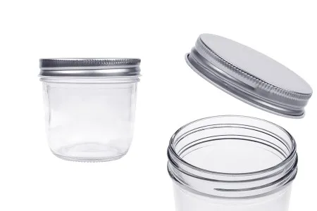 Staklena tegla 300mL sa srebrnim aluminijumskim zatvaračem - 6 kom-1