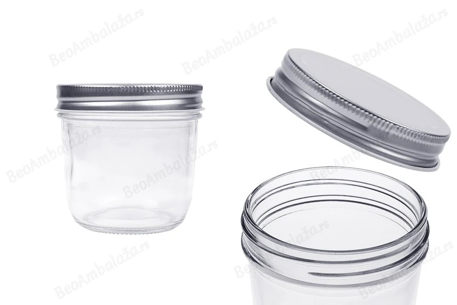 Staklena tegla 300mL sa srebrnim aluminijumskim zatvaračem - 6 kom-slika_proizvoda