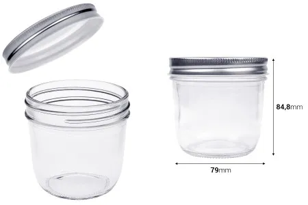 Staklena tegla 300mL sa srebrnim aluminijumskim zatvaračem - 6 kom-2