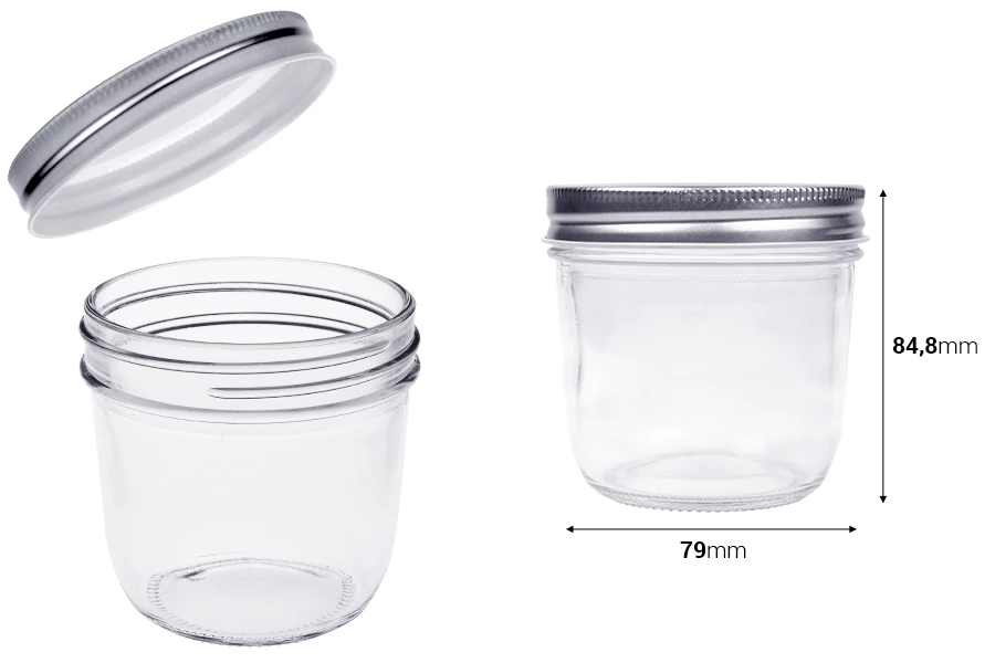 Staklena tegla 300mL sa srebrnim aluminijumskim zatvaračem - 6 kom Staklena tegla 300mL sa srebrnim aluminijumskim zatvaračem - 6 kom