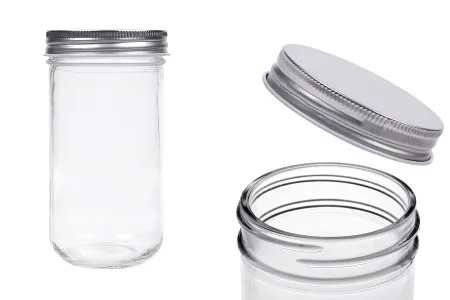 Staklena tegla 350mL sa srebrnim aluminijumskim zatvaračem - 6 kom-1
