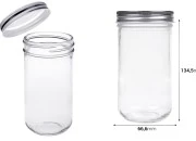 Staklena tegla 350mL sa srebrnim aluminijumskim zatvaračem - 6 kom-dimenzije_slike