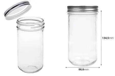 Staklena tegla 350mL sa srebrnim aluminijumskim zatvaračem - 6 kom-2