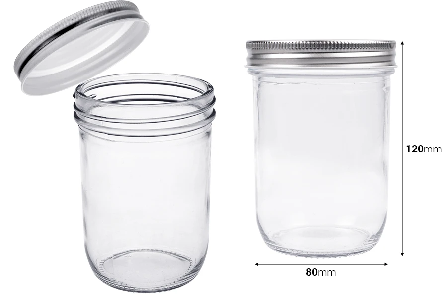 Staklena tegla 450mL sa srebrnim aluminijumskim zatvaračem - 6 kom Staklena tegla 450mL sa srebrnim aluminijumskim zatvaračem - 6 kom