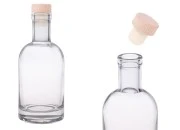 Staklena okrugla flašica od 200mL sa silikonskim čepom sa drvenom glavom Staklena okrugla flašica od 200mL sa silikonskim čepom sa drvenom glavom