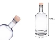 Staklena okrugla flašica od 500mL sa silikonskim čepom sa drvenom glavom