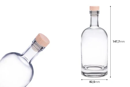 Staklena okrugla flašica od 500mL sa silikonskim čepom sa drvenom glavom-2