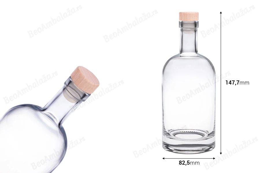 Staklena okrugla flašica od 500mL sa silikonskim čepom sa drvenom glavom-dimenzije_slike