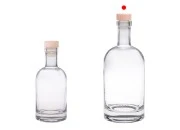 Staklena okrugla flašica od 500mL sa silikonskim čepom sa drvenom glavom