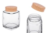 Staklena tegla 180mL sa plastičnim zatvaračem u dezenu drveta - 6 kom Staklena tegla 180mL sa plastičnim zatvaračem u dezenu drveta - 6 kom