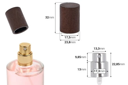 Aluminijumski sprej sa drvenim poklopcem za parfemske bočice sa Crimp sigurnosnim zatvaranjem 15 mm-2