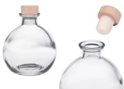 Providna staklena flaša 250mL sa silikonskim čepom sa drvenom glavom Providna staklena flaša 250mL sa silikonskim čepom sa drvenom glavom