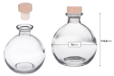 Providna staklena flaša 250mL sa silikonskim čepom sa drvenom glavom-2