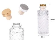 Ukrasna staklena boca 170 mL sa reljefnim dizajnom i čepom u srebrnoj ili zlatnoj boji Ukrasna staklena boca 170 mL sa reljefnim dizajnom i čepom u srebrnoj ili zlatnoj boji