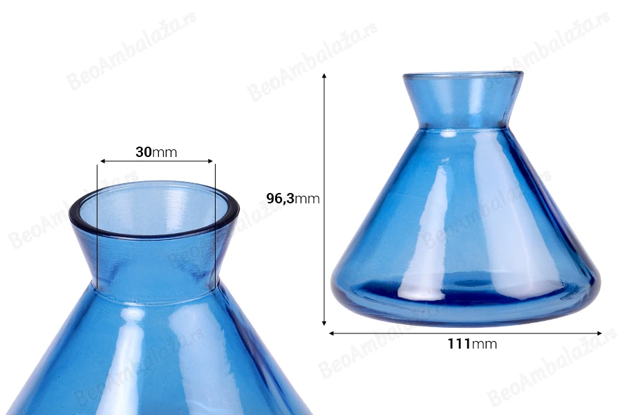 Staklena plava ukrasna bočica 200 ml za osveživač prostora-dimenzije_slike
