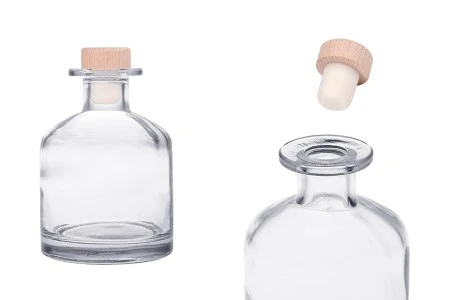 Elegantna staklena flašica od 250mL sa čepom sa drvenom glavom-1