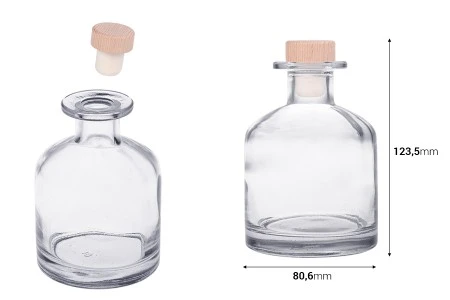 Elegantna staklena flašica od 250mL sa čepom sa drvenom glavom-2