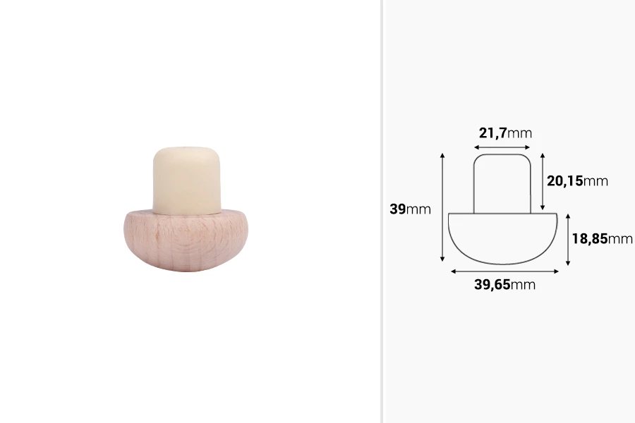 Čep od sintetičkog silikona sa drvenom glavom - Φ 22 mm-dimenzije_slike