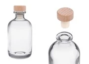 Providna staklena flašica od 100mL sa silikonskim čepom sa drvenom glavom Providna staklena flašica od 100mL sa silikonskim čepom sa drvenom glavom