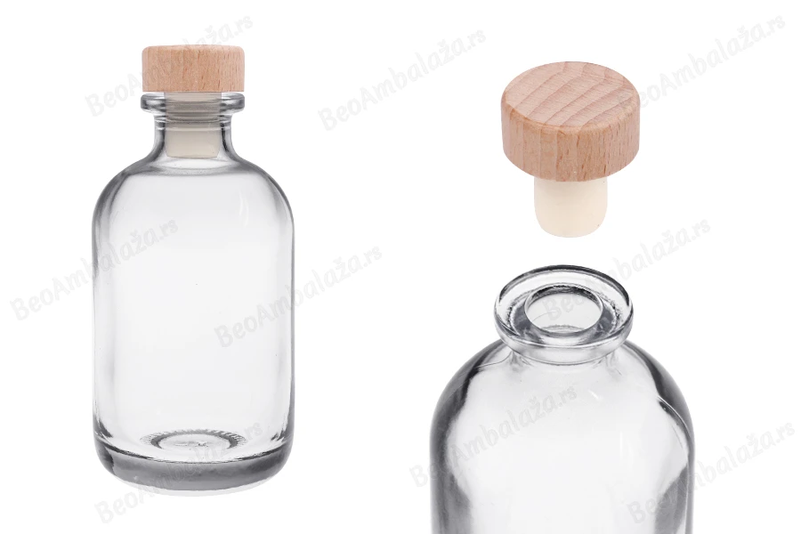 Providna staklena flašica od 100mL sa silikonskim čepom sa drvenom glavom-slika_proizvoda