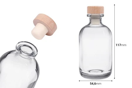 Providna staklena flašica od 100mL sa silikonskim čepom sa drvenom glavom-2