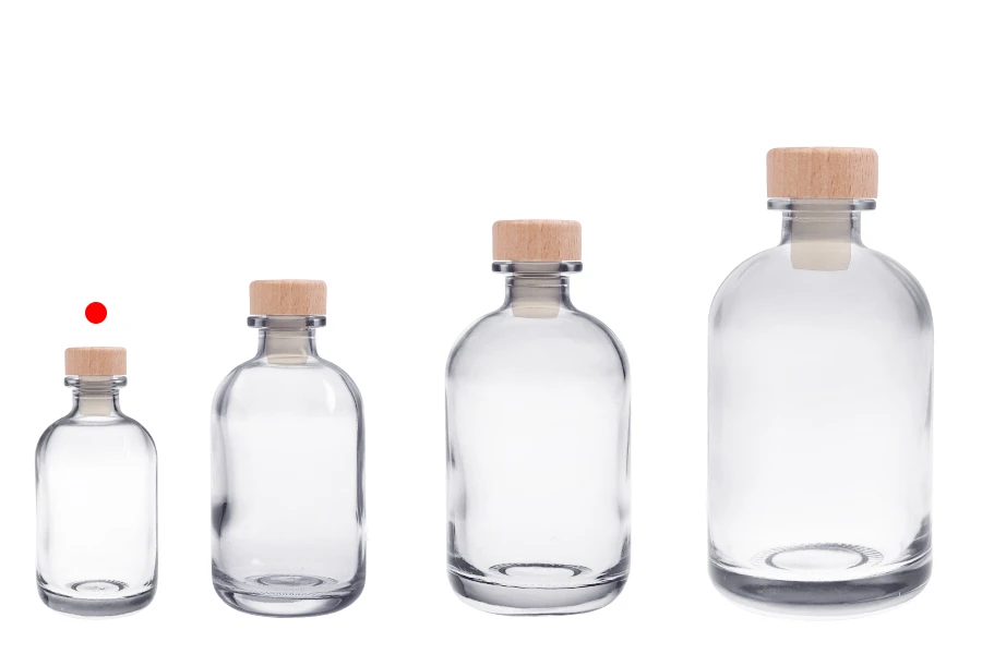 Providna staklena flašica od 100mL sa silikonskim čepom sa drvenom glavom Providna staklena flašica od 100mL sa silikonskim čepom sa drvenom glavom