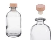Providna staklena flašica od 250mL sa silikonskim čepom sa drvenom glavom Providna staklena flašica od 250mL sa silikonskim čepom sa drvenom glavom