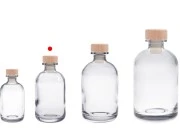 Providna staklena flašica od 250mL sa silikonskim čepom sa drvenom glavom Providna staklena flašica od 250mL sa silikonskim čepom sa drvenom glavom