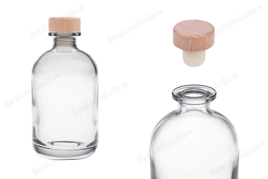 Providna staklena flašica od 375mL sa silikonskim čepom sa drvenom glavom-slika_proizvoda