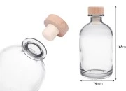 Providna staklena flašica od 375mL sa silikonskim čepom sa drvenom glavom