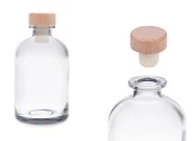 Providna staklena flaša od 500mL sa silikonskim čepom sa drvenom glavom Providna staklena flaša od 500mL sa silikonskim čepom sa drvenom glavom