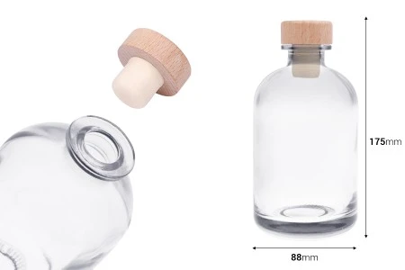 Providna staklena flaša od 500mL sa silikonskim čepom sa drvenom glavom-2