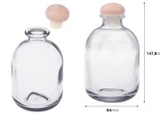 Providna staklena flašica od 370mL sa silikonskim čepom sa drvenom glavom