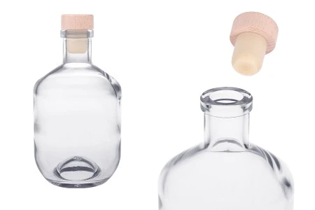 Staklena flašica od 330mL sa silikonskim čepom sa drvenom glavom-1