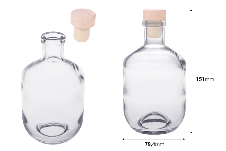 Staklena flašica od 330mL sa silikonskim čepom sa drvenom glavom