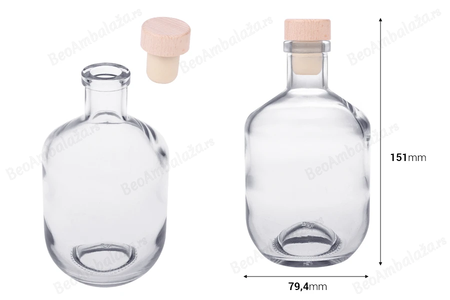 Staklena flašica od 330mL sa silikonskim čepom sa drvenom glavom-dimenzije_slike