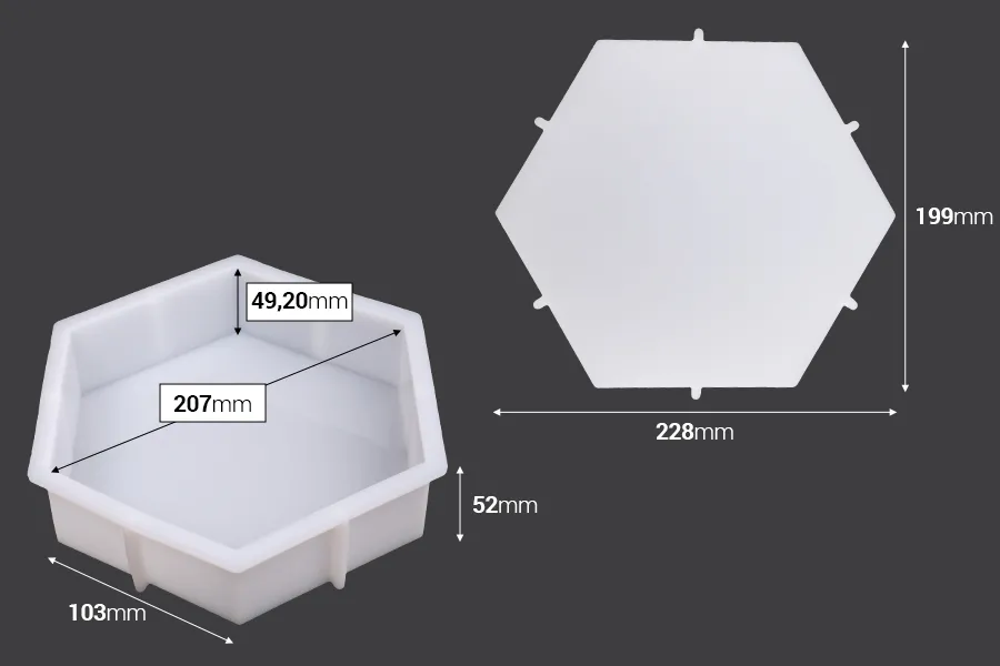 Silikonski kalup šestougaonog oblika za epoksi smolu-dimenzije_slike