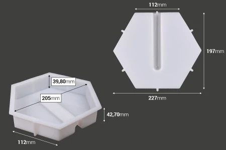 Silikonski kalup u obliku šestougla sa utisnutim prostorom za cevčicu-2