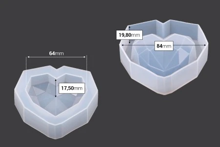 Silikonski kalup u obliku geometrijskog srca 88x87 mm-2