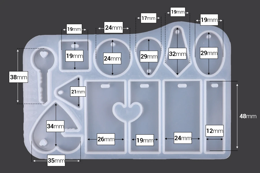 Silikonski kalupi u raznim oblicima za priveske 142x95 mm-dimenzije_slike